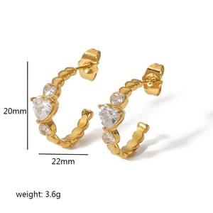 1 Pair Fashionable Sweet Style Heart Shape Stainless Steel  Gold Color Women's Stud Earrings h5 Picture3